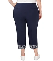 Ruby Rd. Plus Size Wrinkle Resistance Embroidered Hem Crop Pants