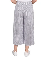 Ruby Rd. Puckered Stripe Knit Wide Leg Pull-On Pants