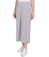 Ruby Rd. Puckered Stripe Knit Wide Leg Pull-On Pants