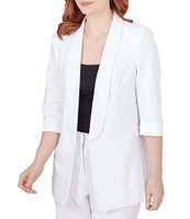 Ruby Rd. Shawl Lapel Collar 3/4 Roll-Tab Sleeve Open-Front Jacket