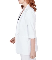 Ruby Rd. Shawl Lapel Collar 3/4 Roll-Tab Sleeve Open-Front Jacket