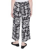 Ruby Rd. Soft Crepe Tropical Patchwork Wide Leg Pull-On Pants