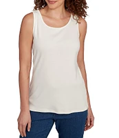 Ruby Rd. Solid Ribbed Knit Scoop Neck Sleeveless Tank