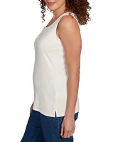 Ruby Rd. Solid Ribbed Knit Scoop Neck Sleeveless Tank