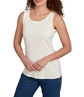 Ruby Rd. Solid Ribbed Knit Scoop Neck Sleeveless Tank