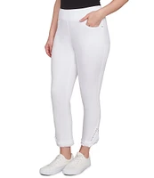 Ruby Rd. Straight Leg Embellished Fringe Hem Detail Pull-On Pants
