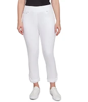 Ruby Rd. Straight Leg Embellished Fringe Hem Detail Pull-On Pants