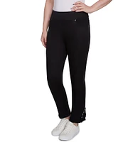 Ruby Rd. Straight Leg Embellished Fringe Hem Pull-On Pants