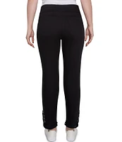 Ruby Rd. Straight Leg Embellished Fringe Hem Pull-On Pants