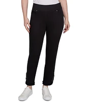 Ruby Rd. Straight Leg Embellished Fringe Hem Pull-On Pants