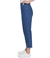 Ruby Rd. Straight Leg Embroidered Frayed Hem Pull-On Ankle Jeans