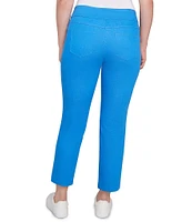 Ruby Rd. Stretch Colored Denim Straight Leg Side Vented Hem Faux Front Pocket Ankle Pants