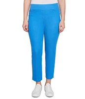 Ruby Rd. Stretch Colored Denim Straight Leg Side Vented Hem Faux Front Pocket Ankle Pants