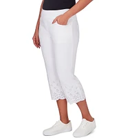 Ruby Rd. Stretch Embroidered Eyelet Hem Pull-On Capri Pants