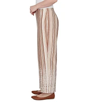 Ruby Rd. Stripe Print Knit Wide Leg Puff Print Hem Pull-On Pants