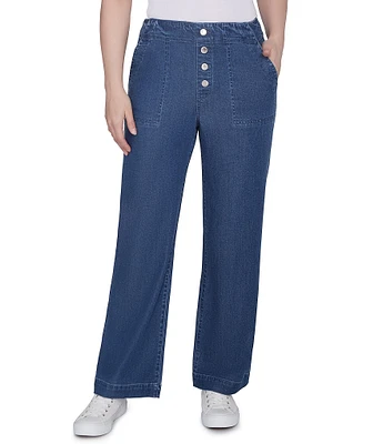 Ruby Rd. Wide Leg Button-Front Jeans