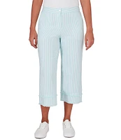 Ruby Rd. Woven Striped Straight Leg Crop Pants