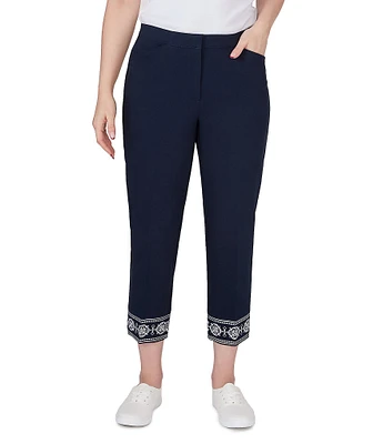 Ruby Rd. Wrinkle Resistance Embroidered Hem Crop Pant