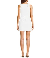 Rumored Coastal Linen Blend Boat Neck Mini Dress