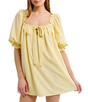 Rumored Darling Gingham Puffed Sleeve Babydoll Mini Dress