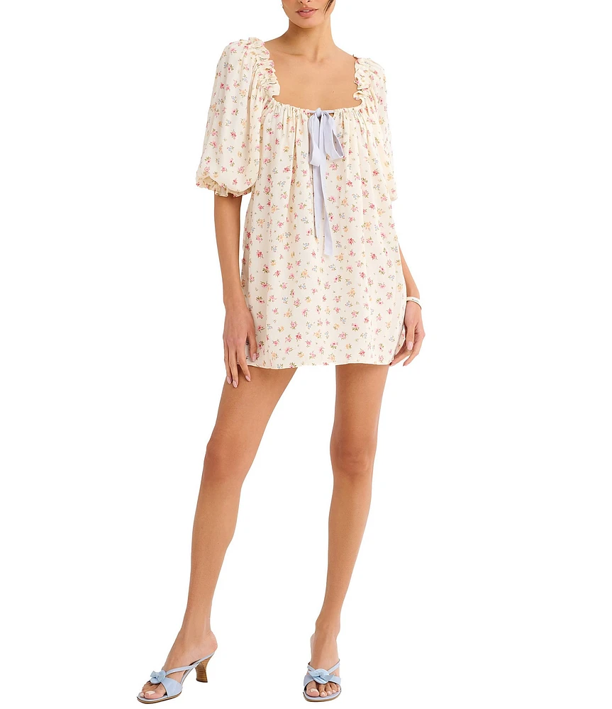 Rumored Darling Floral Print Baby Doll Mini Dress