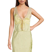 Rumored Lady Coordinating Lace Tie Front V-Neck Sleeveless Top
