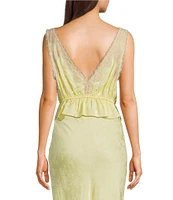 Rumored Lady Coordinating Lace Tie Front V-Neck Sleeveless Top