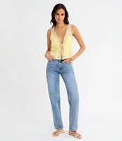 Rumored Lady Coordinating Lace Tie Front V-Neck Sleeveless Top