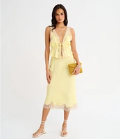 Rumored Lady Coordinating Lace Tie Front V-Neck Sleeveless Top