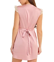 Rumored V-Neck Tie Front Honeycomb Mini Dress