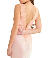 Rumored Satin Plunging V-Neck Venice Long Dress