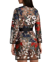 Rya Collection Georgia Floral Embroidered Long Sleeve Coordinating Wrap Robe