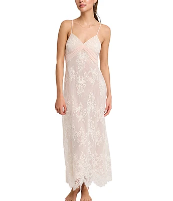 Rya Collection Giselle Chantilly Lace Sleeveless V-Neck Open-Back Long Bridal Gown