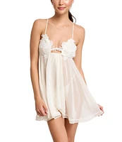 Rya Collection Kiki Sleeveless Floral Applique Chiffon Babydoll