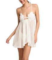 Rya Collection Kiki Sleeveless Floral Applique Chiffon Babydoll