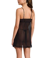 Rya Collection Kiki Sleeveless Floral Applique Chiffon Babydoll