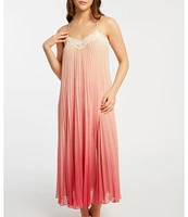 Rya Collection Ombre Pleated Lace Trim Gown