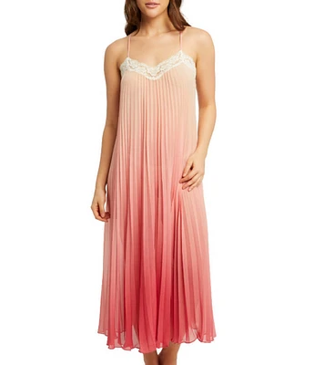 Rya Collection Ombre Pleated Lace Trim Gown