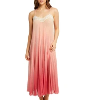 Rya Collection Ombre Pleated Lace Trim Gown