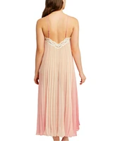 Rya Collection Ombre Pleated Lace Trim Gown
