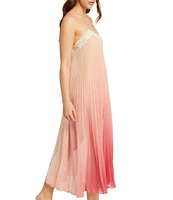 Rya Collection Ombre Pleated Lace Trim Gown