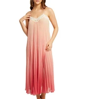 Rya Collection Ombre Pleated Lace Trim Gown
