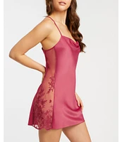 Rya Collection Lace Charmeuse Cowl Neck Sleeveless Solid Chemise