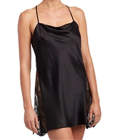 Rya Collection Lace Charmeuse Cowl Neck Sleeveless Solid Chemise