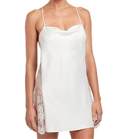 Rya Collection Lace Charmeuse Cowl Neck Sleeveless Solid Chemise