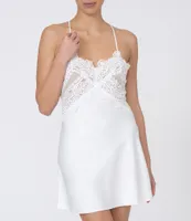 Rya Collection Sleeveless Chiffon & Lace Sweetheart Neck Chemise