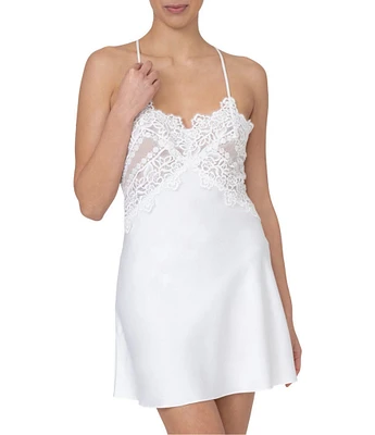 Rya Collection Sleeveless Chiffon & Lace Sweetheart Neck Chemise