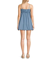 Sadie & Sage Adjustable Strap Chambray Ruffle Denim Mini Dress