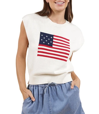 Sadie & Sage Crochet American Dream Cap Sleeve Sweater