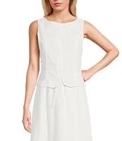 Sadie & Sage Eyelet Button Down Tie-Back Coordinating Vest